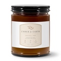 9oz Amber Jar Candle | 3"x2" White Label | Black Lid