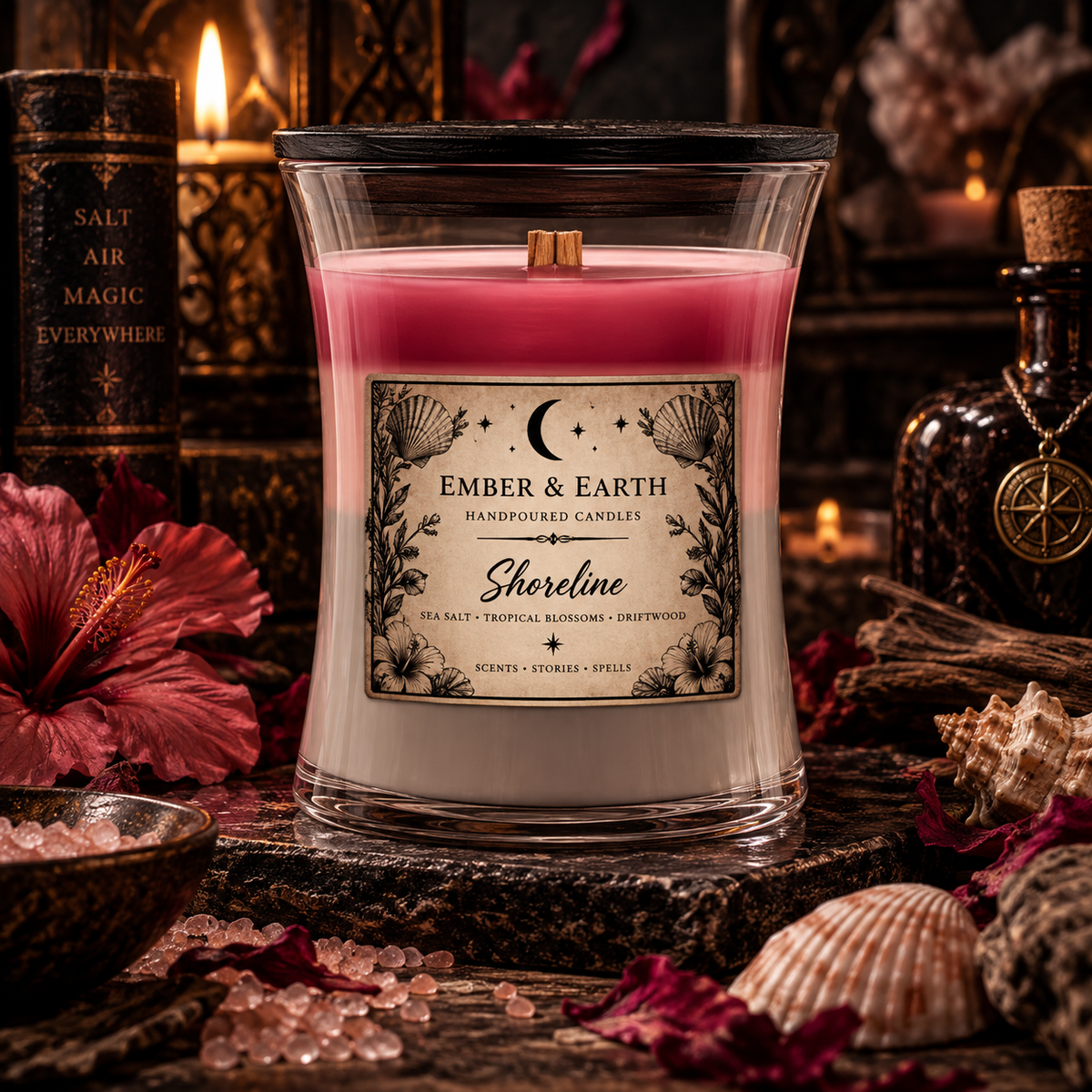 Shoreline Candle | Sea Salt & Driftwood Scented Candle | Coastal Candle | Beach House Candle | Coastal Gothic Decor | Ember & Earth