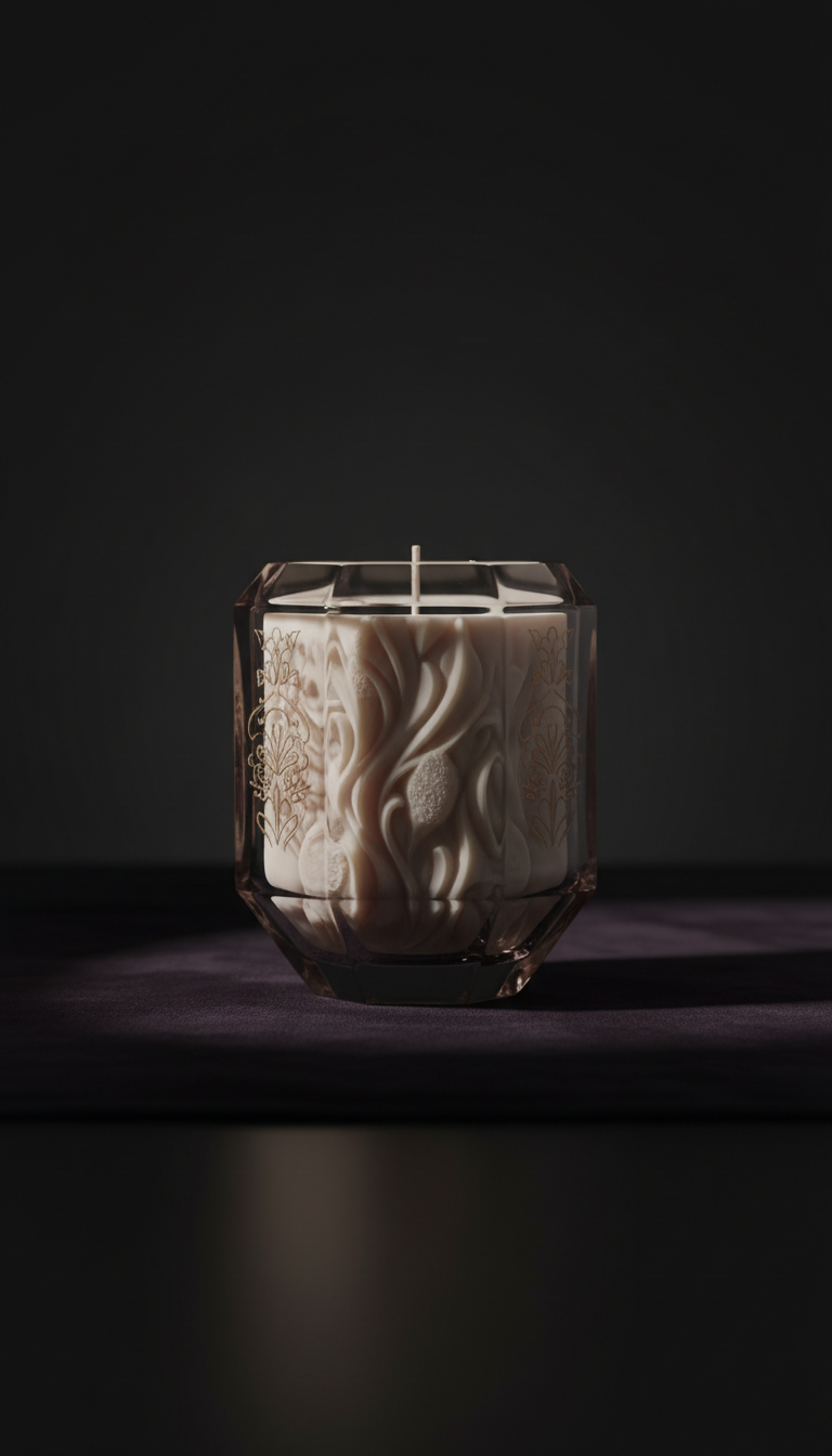 Crystal Reliquary Candle in Faceted Glass