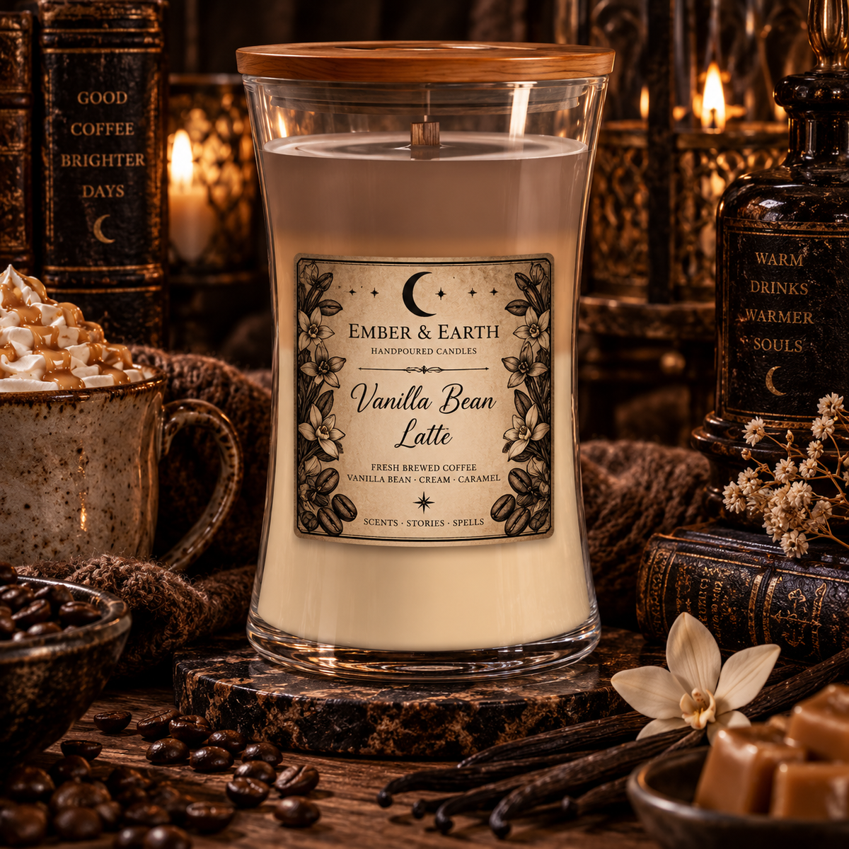 Vanilla Bean Latte Candle | Coffee & Vanilla Scented Candle | Cozy Coffee Candle | Caramel Candle | Handmade Soy Candle | Ember & Earth