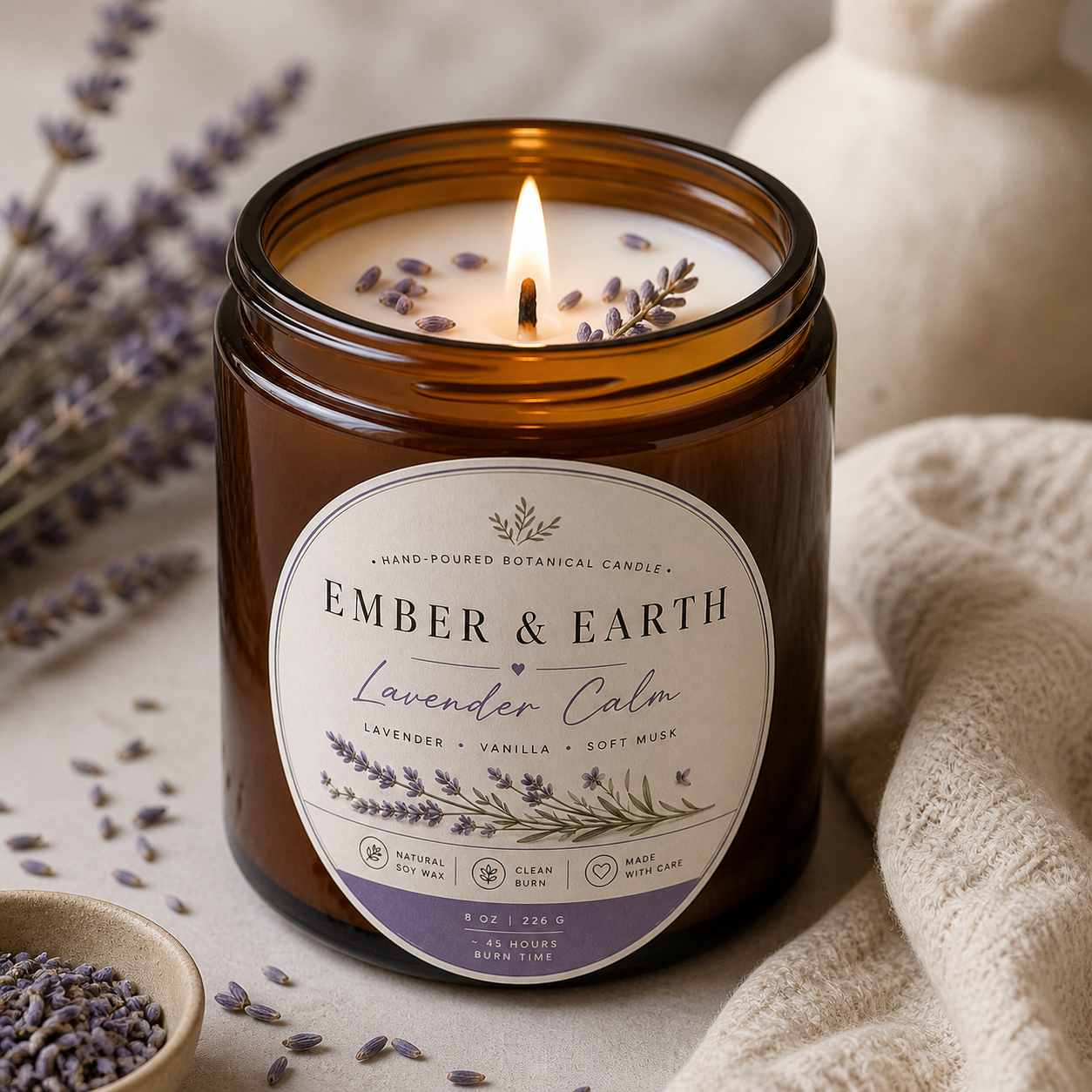 Lavender Calm Soy Candle | Ember & Earth