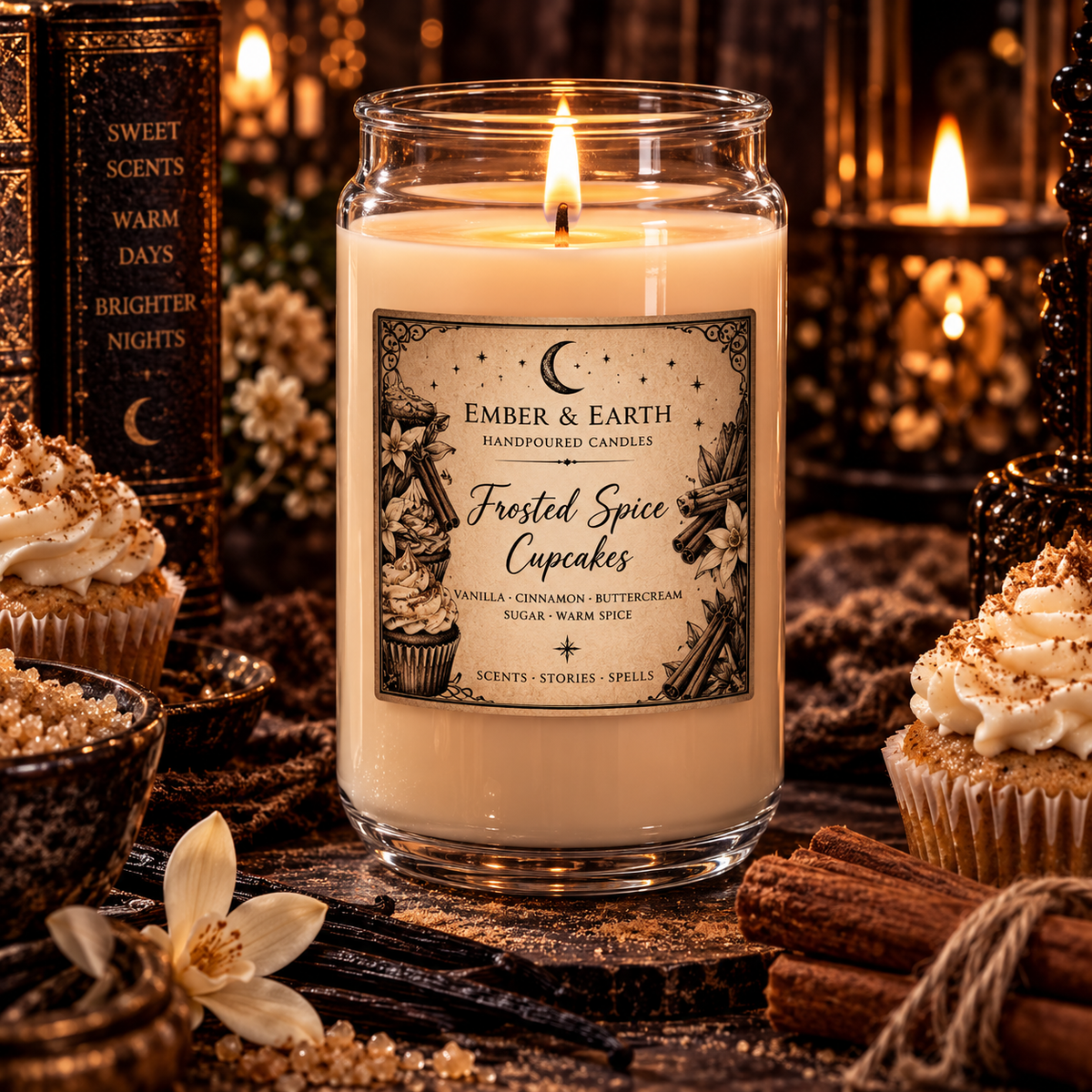 Frosted Spice Cupcakes Candle | Vanilla Cinnamon Candle | Sweet Bakery Scented Candle | Cozy Fall Candle | Ember & Earth Handmade Candle