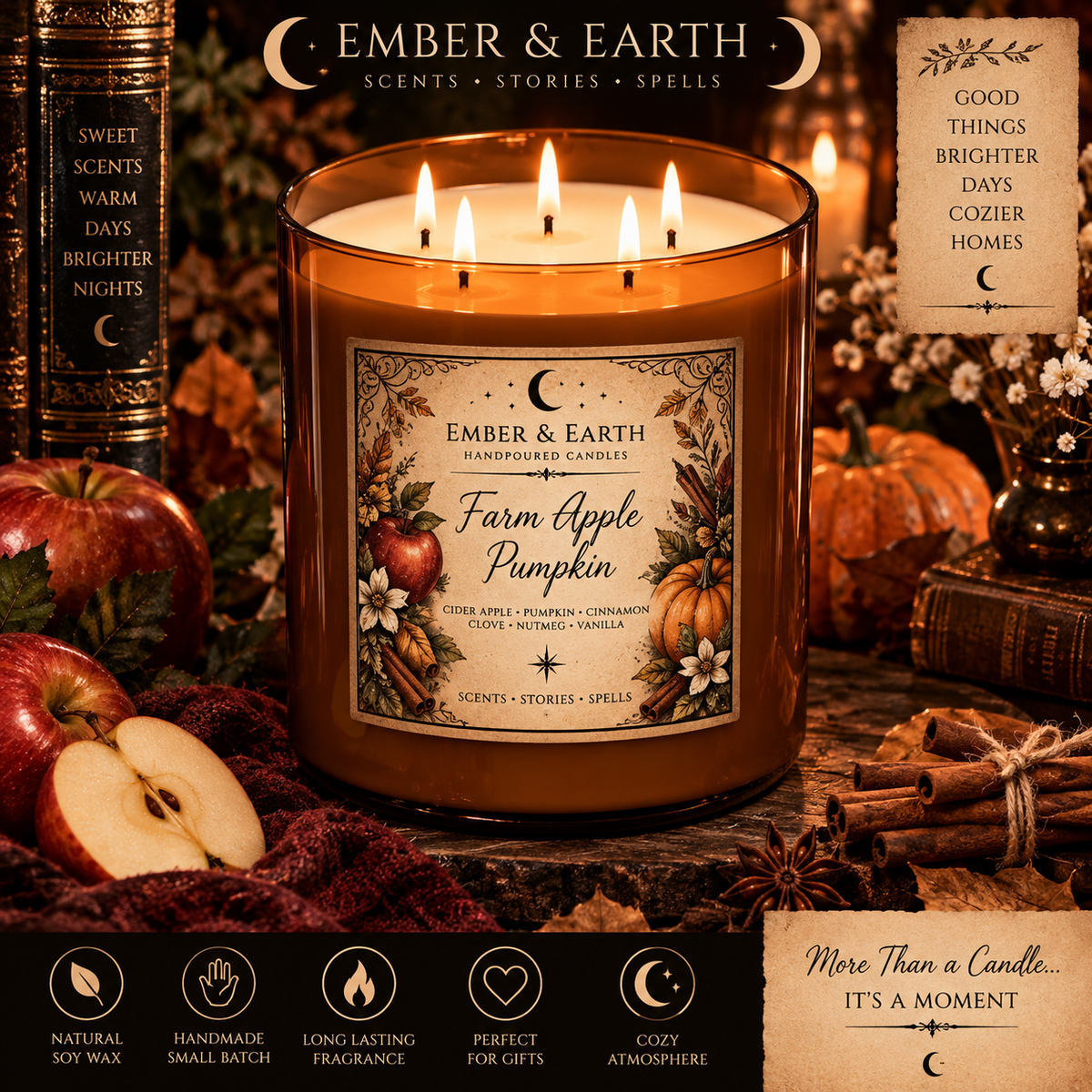 Farm Apple Pumpkin Candle | Apple Pumpkin Spice Candle | Fall Scented Candle | Cinnamon Clove Candle | Autumn Home Decor | Ember & Earth