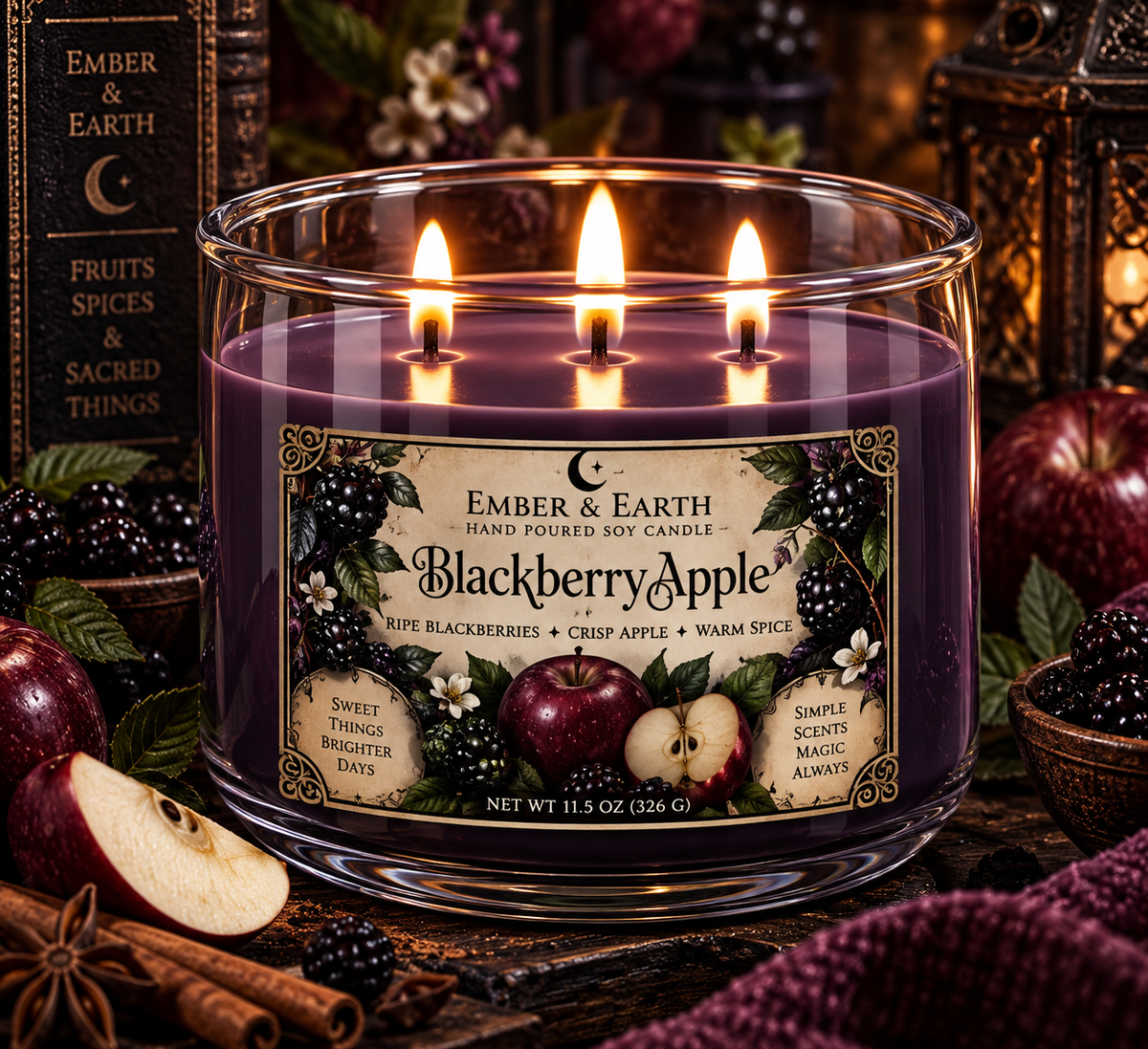 Blackberry Apple Candle | Blackberry Apple Soy Candle | Fruity Autumn Candle | Woodland Cottage Candle | Gothic Apothecary Candle