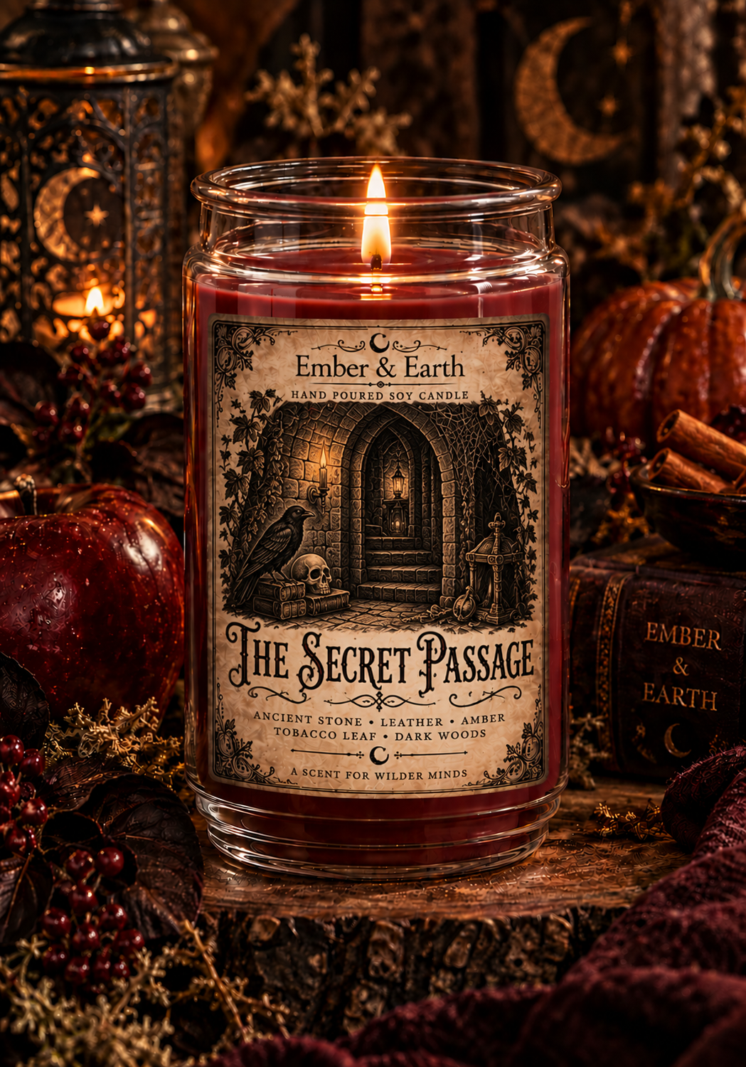 Secret Passage | Cedarwood, Clove & Smoked Birch Luxury Soy Candle | Gothic Home Décor | Hand-Poured by Ember & Earth