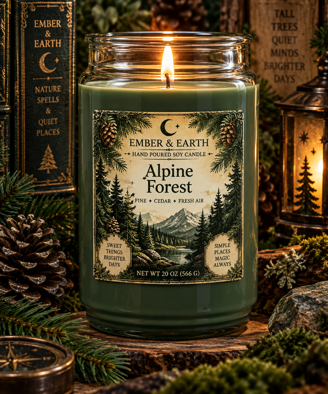 Alpine Forest Candle | Pine Cedar Fresh Air Soy Candle | Woodland Candle | Mountain Cabin Candle | Nature Lover Gift | Ember & Earth