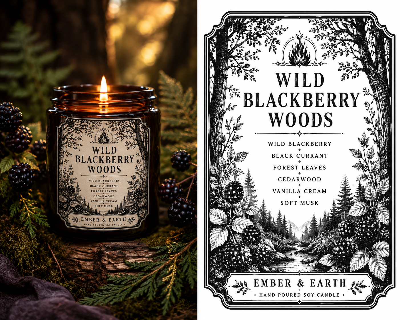 Wild Blackberry Woods Candle | Blackberry & Cedar Candle | Woodland Candle | Forest Scented Soy Candle | Cottagecore Decor | Handmade Gift