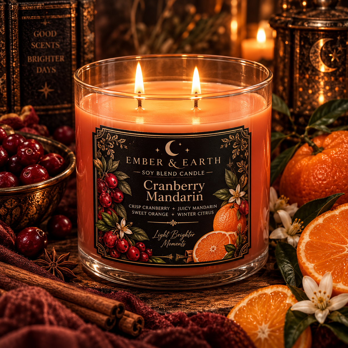 Cranberry Mandarin Candle | Cranberry Orange Soy Candle | Winter Citrus Candle | Holiday Candle | Cozy Autumn Candle | Ember & Earth