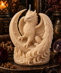 Moonlit Guardian Candle | Winged Fantasy Candle | Crescent Moon Candle | Gothic Fantasy Decor | Mythical Creature Candle | Witchy Home Decor