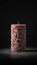 Baroque Rose Pillar in Carved Dusky Wax