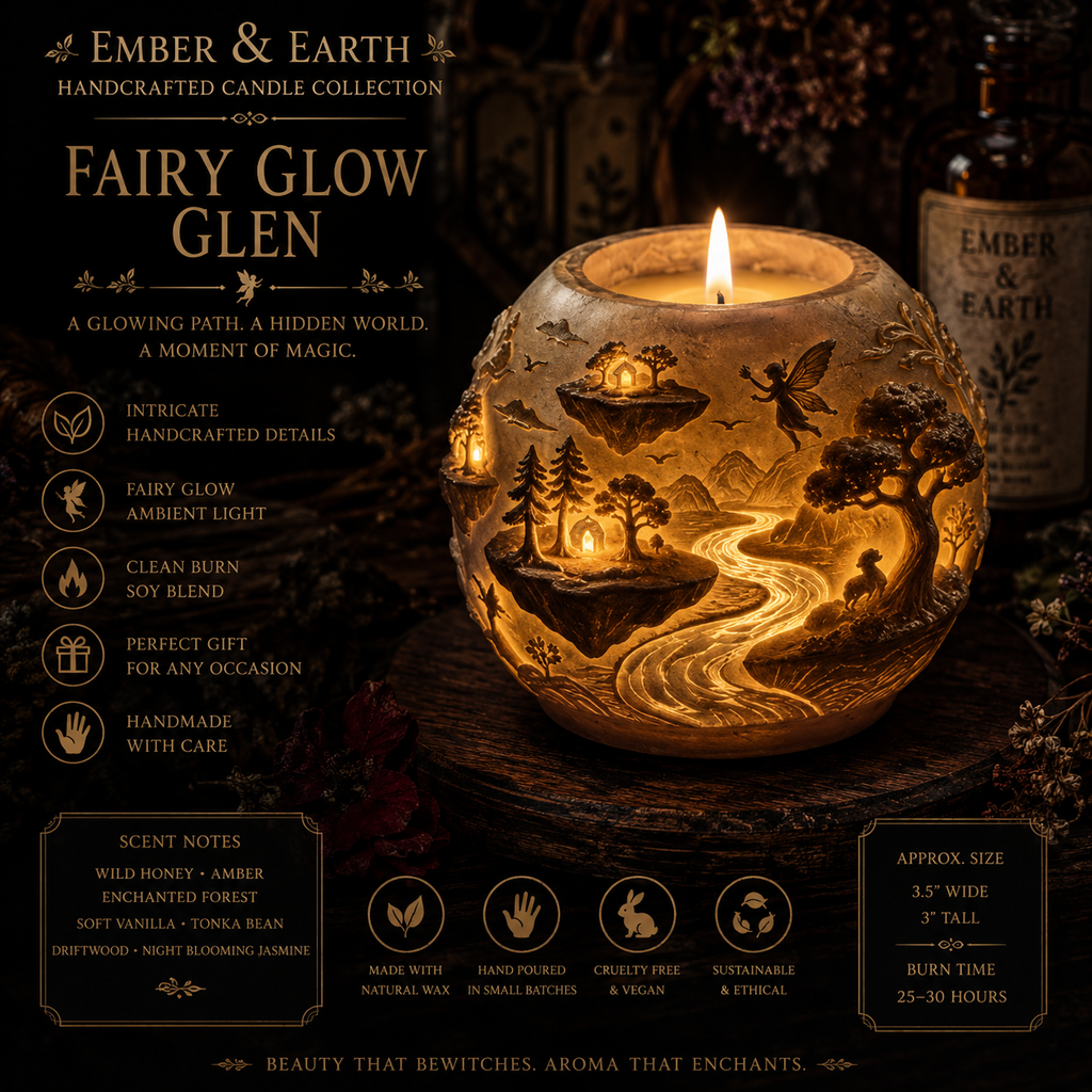 Fairy Glow Glen | Enchanted Woodland Candle | Fairy Lantern Luminary | Fantasy Home Décor | Magical Forest Gift | Ember & Earth