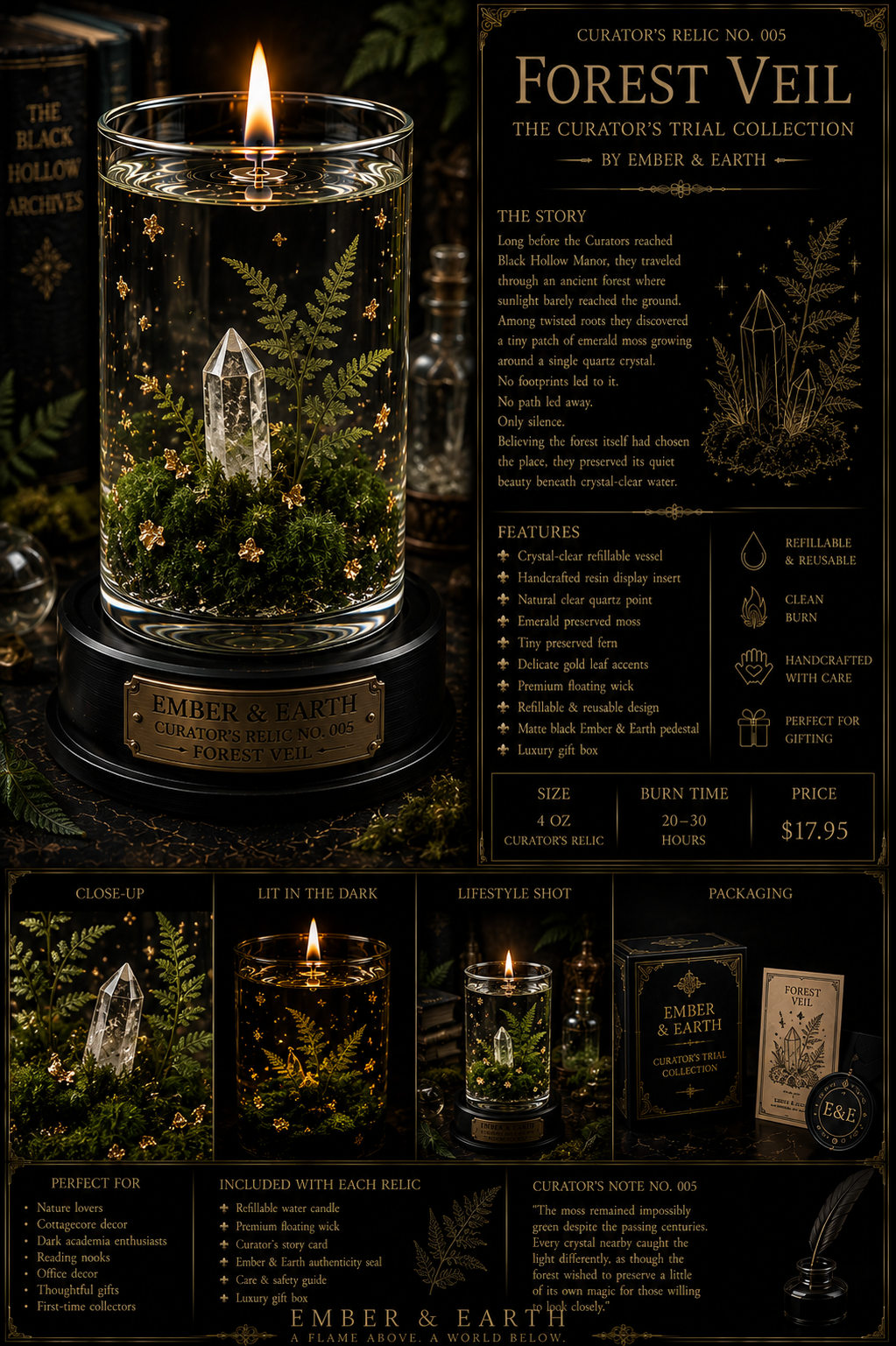 Curator's Relic No. 005 Forest Veil The Curator's Trial Collection By Ember & Earth  "Where the forest keeps its oldest secrets."