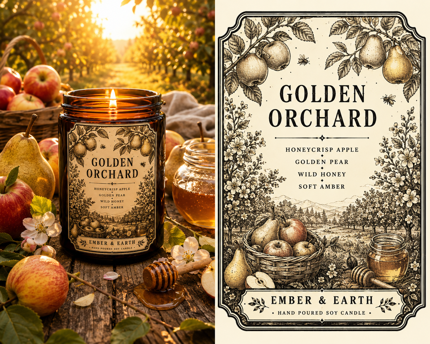 Golden Orchard Candle | Apple & Pear Candle | Harvest Scented Soy Candle | Autumn Home Decor | Cozy Fall Candle | Handmade Gift