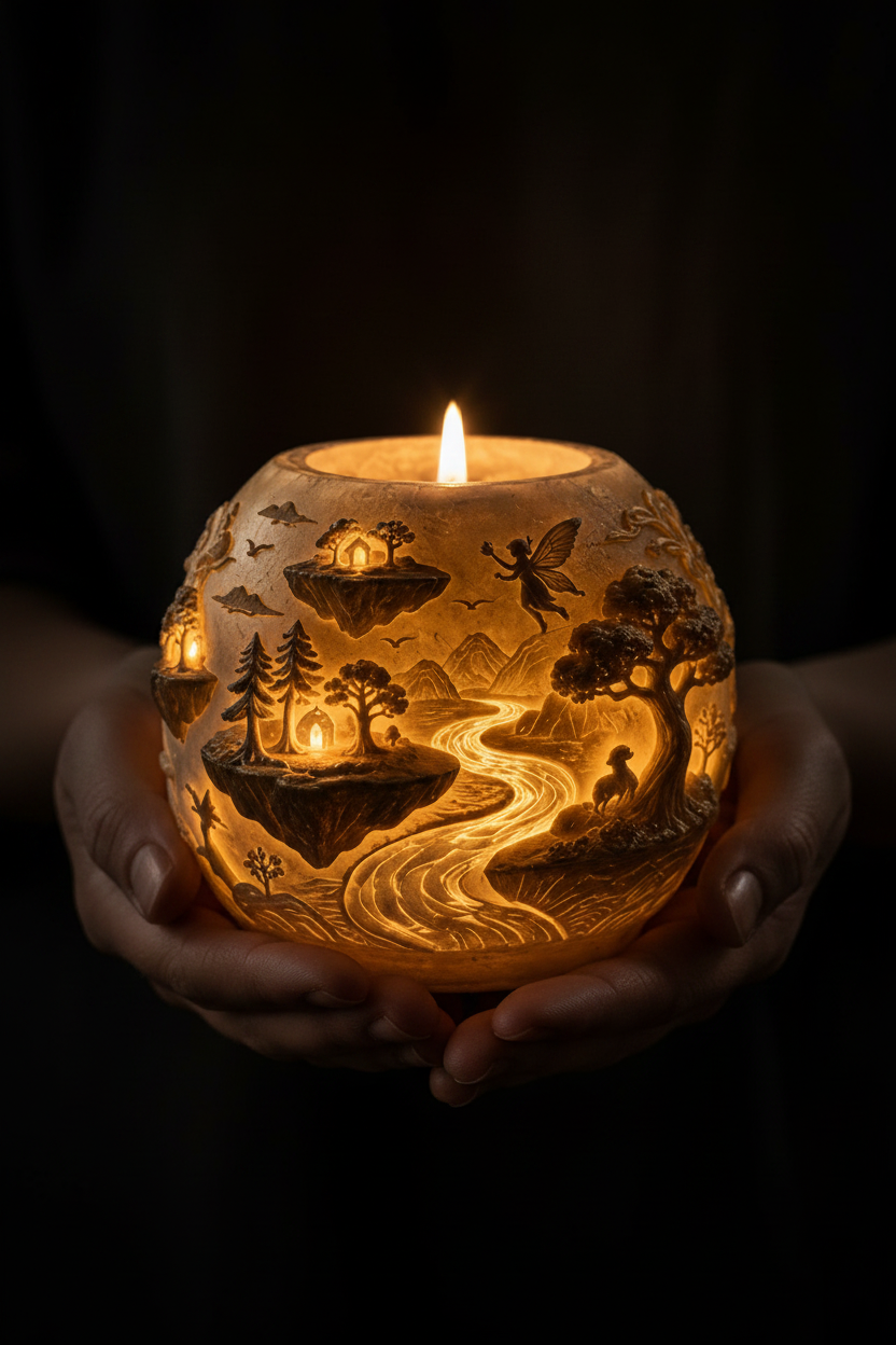 Hands holding Fairy Glow Glen candle