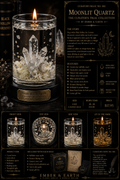 Curator's Relic No. 002 Moonlit Quartz The Curator's Trial Collection By Ember & Earth  "A fragment of moonlight, preserved beneath a living flame."