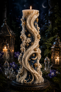 Celestial Spire Sculptural Candle | Moon & Stars Candle | Luxury Pillar Candle | Celestial Home Decor | Fantasy Inspired Art Candle
