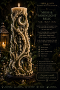 Moss & Moonlight Relic Sculptural Candle | Moon Phase Candle | Woodland Art Candle | Fantasy Forest Decor | Luxury Handmade Candle | Forest Relics Collection