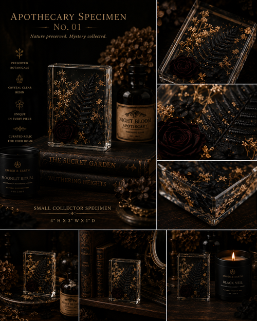 Apothecary Specimen No. 01 | Botanical Resin Display Block | Gothic Curio Décor | Dark Academia Collectible | Preserved Nature Art