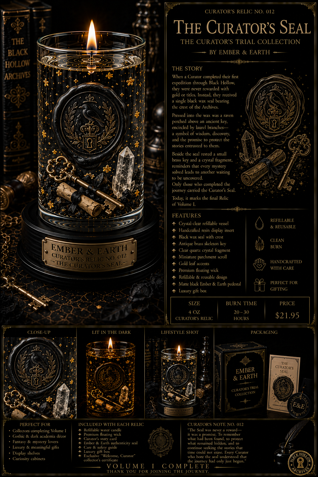 Curator's Relic No. 012 The Curator's Seal The Curator's Trial Collection – Volume I Finale By Ember & Earth "Every journey leaves its mark. Every Curator earns their seal."
