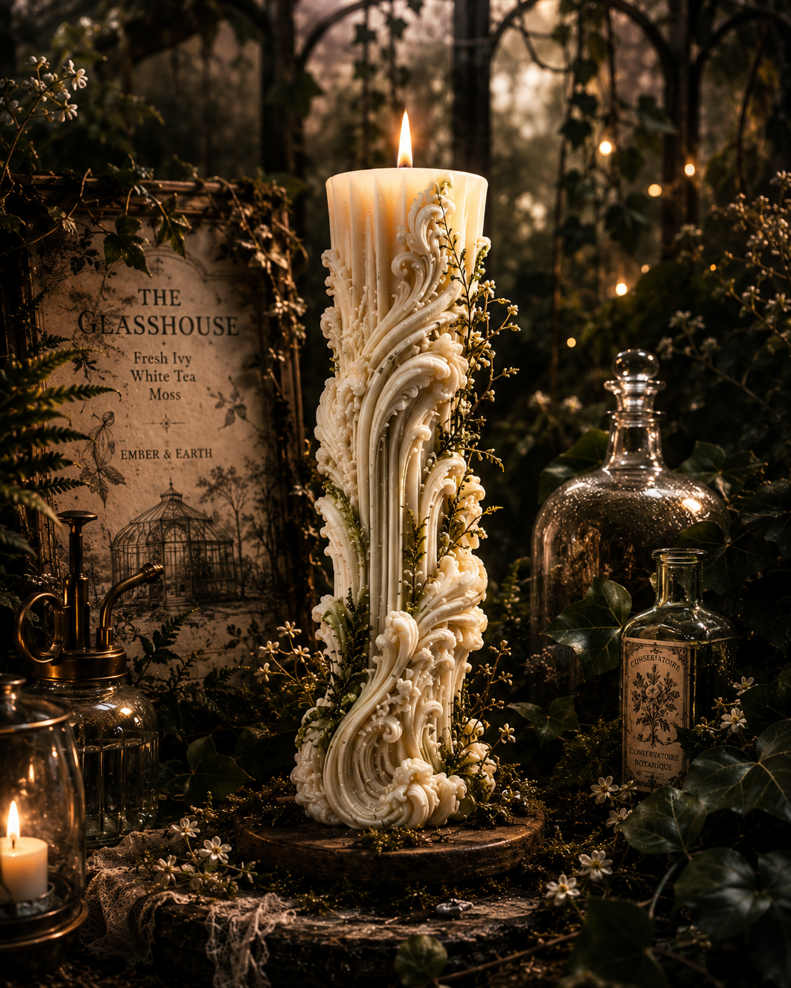 The Glasshouse Sculptural Candle | Botanical Candle | Greenhouse Decor | Cottagecore Gift | Luxury Decorative Candle