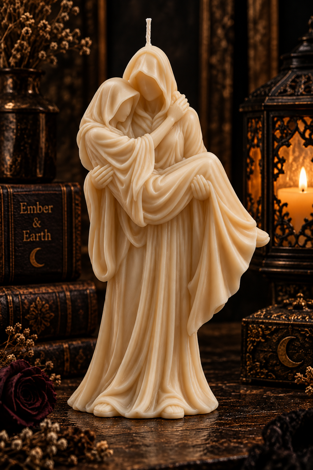 Eternal Embrace Candle | Gothic Couple Candle | Lovers Candle | Romantic Gothic Decor | Gothic Fantasy Candle | Embrace Sculpture | Ember & Earth