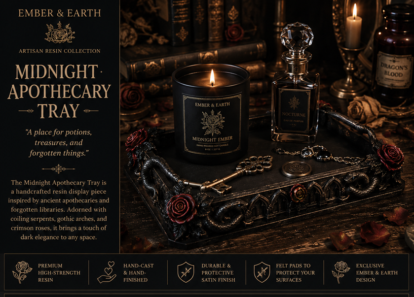 🖤 Midnight Apothecary Tray Ember & Earth Artisan Resin Collection