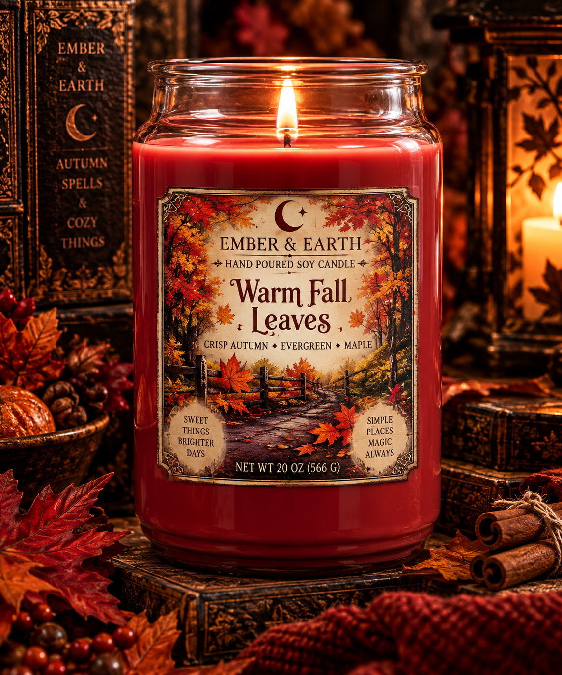 Warm Fall Leaves Candle | Autumn Soy Blend Candle | Crisp Leaves & Spiced Woods | Cozy Fall Candle | Ember & Earth